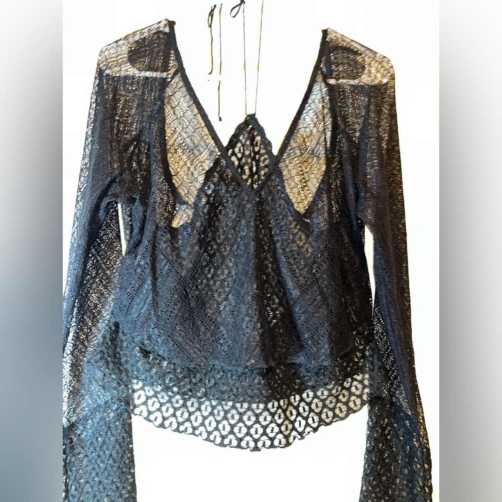 Free People Black Lace Blouse - Picture 2 of 7